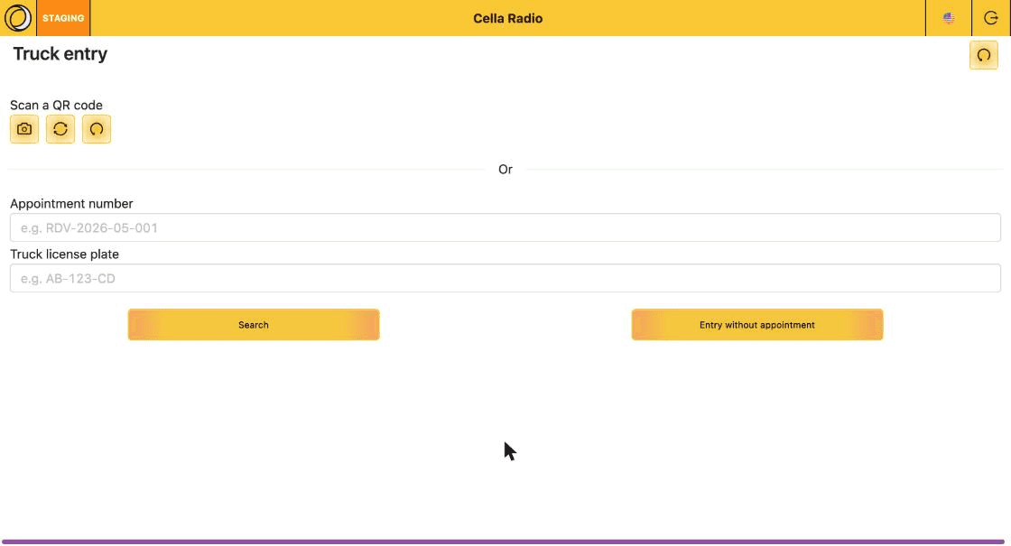 Entrada de camión en autoservicio desde una tableta
