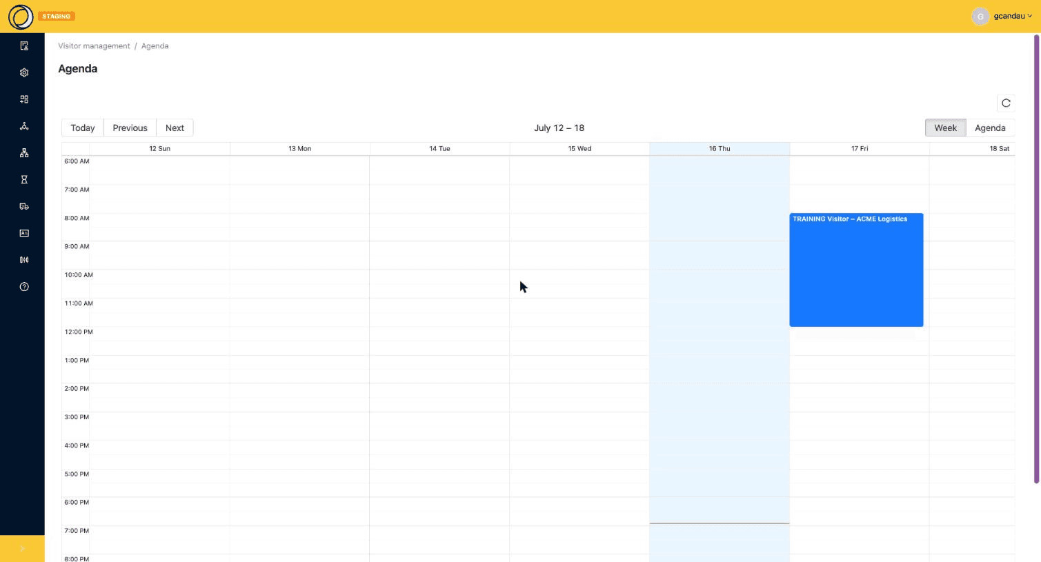 Agenda semanal de las visitas