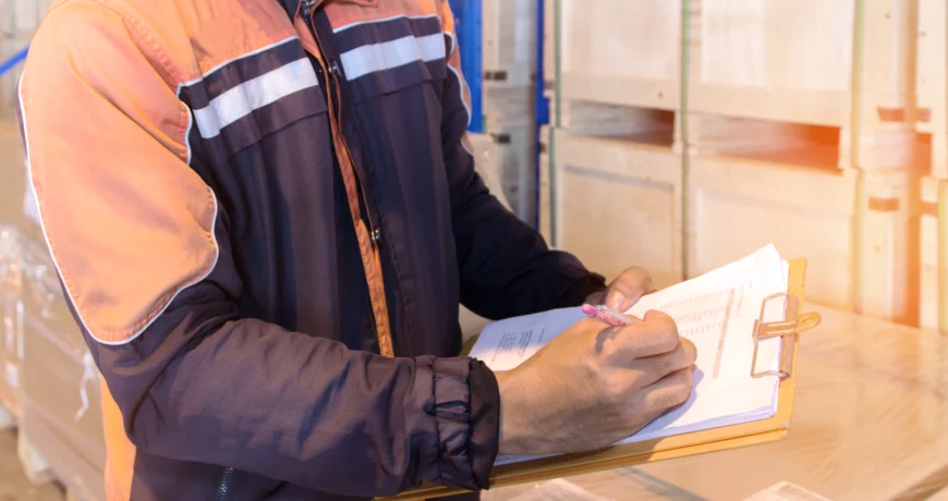 Salarié réalisant sa gestion des stocks sur papier